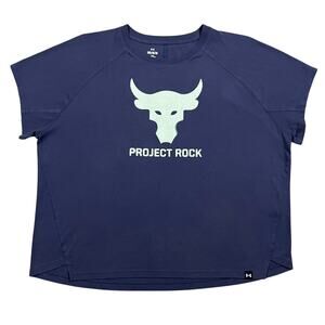 Under Armour Womens Project Rock Graphic Short Sleeve Shirt Blue Size Medium